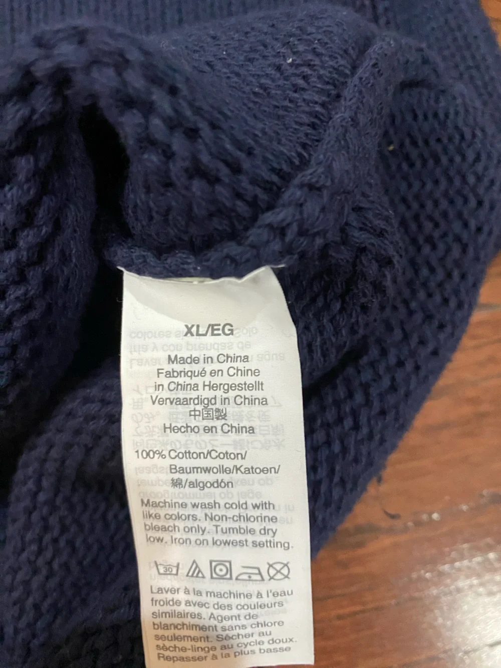 Vintage 90s J Crew Roll Neck 100% Wool Sweater Mens XL Navy Chunky Knit Pullover